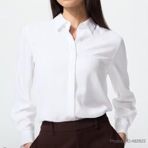 Uniqlo rayon blouse with button up in white XXS